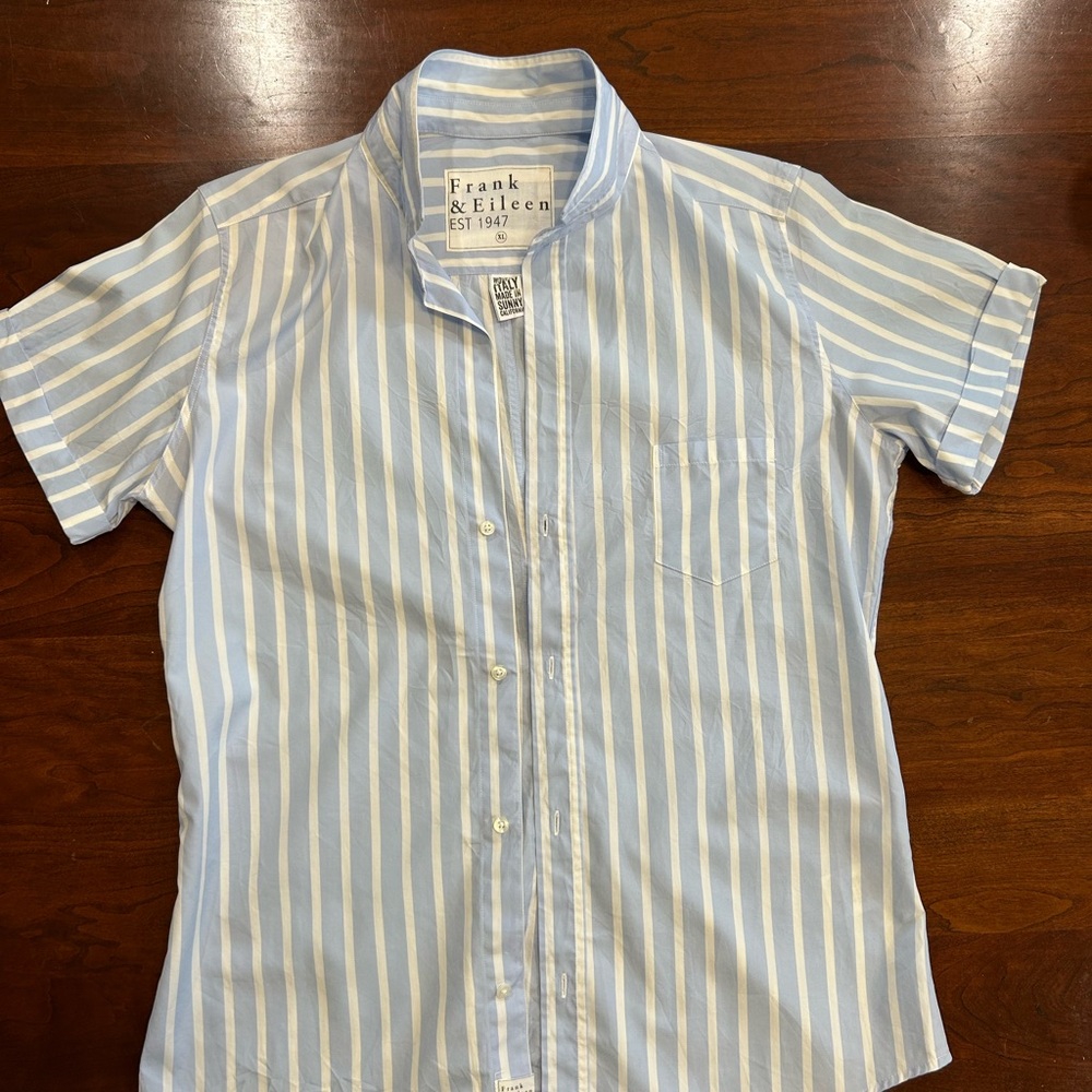 Frank & Eileen Blue Striped Short-Sleeve Shirt